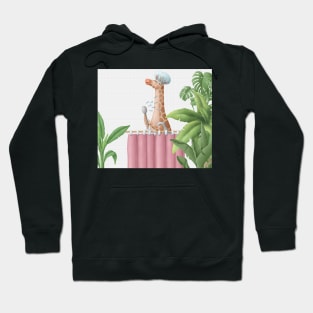 Giraffe taking shower. Hoodie